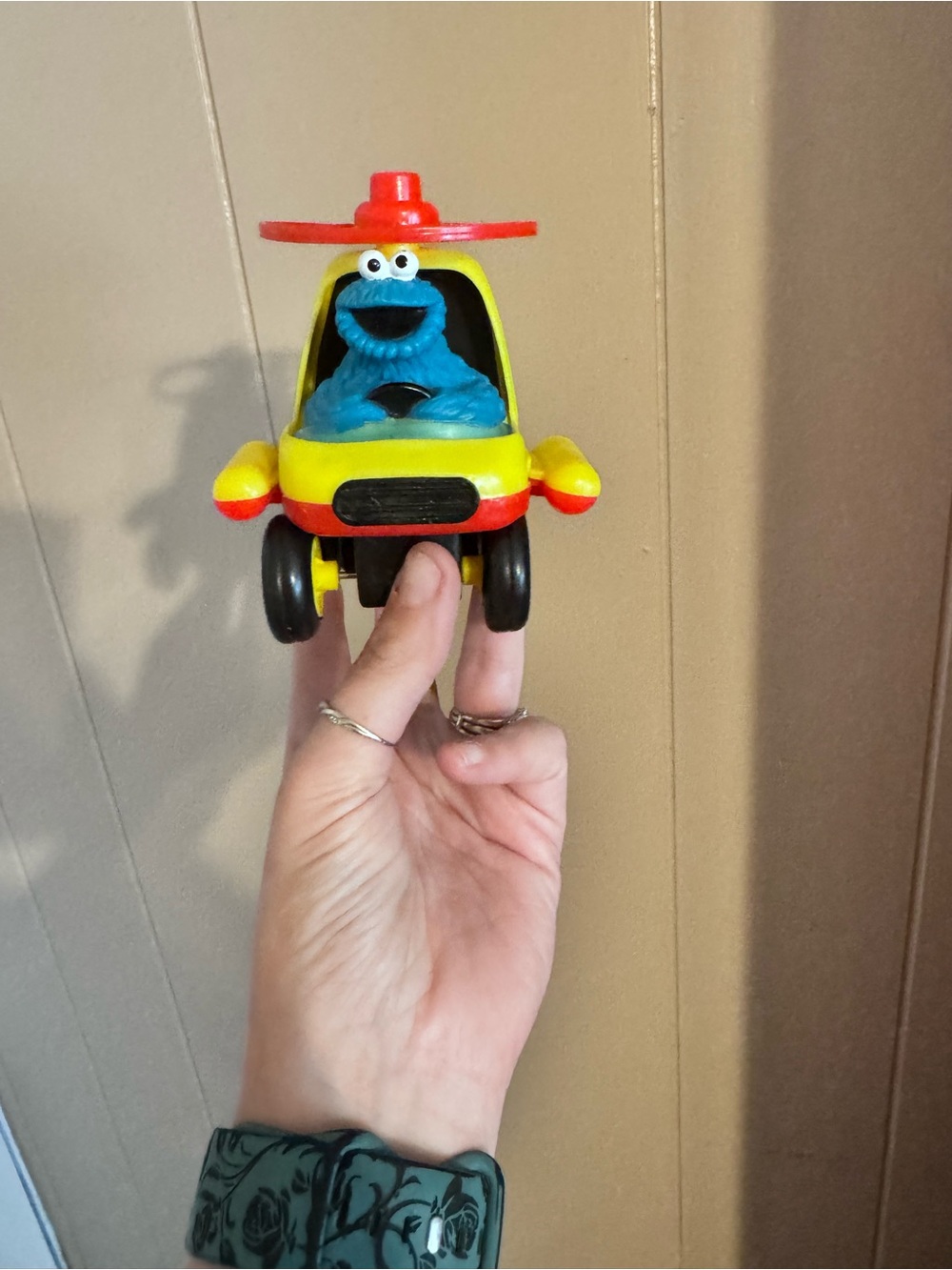 Vintage Tyco Sesame Street Pull Back Helicopter Cookie Monster